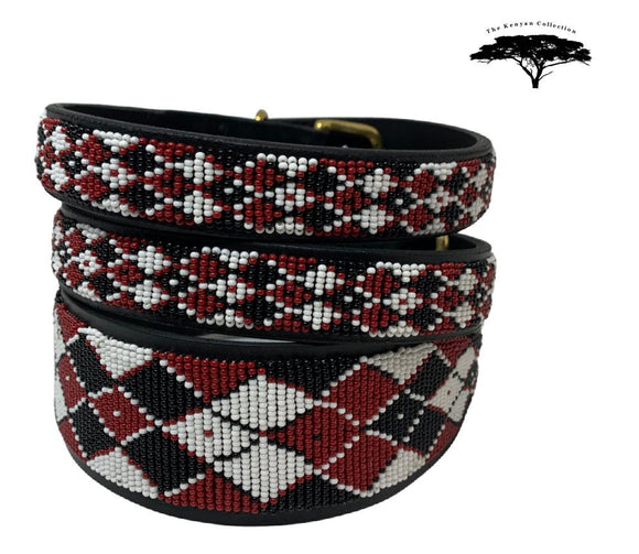 Argyle Maasai Shield Beaded Dog Collar